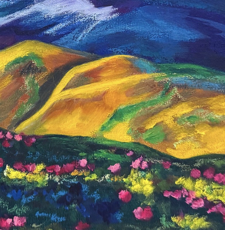 “Azurescape” Acrylic Pastel And Oil On Canvas 12”x16” Painting Blue Mountains gallery