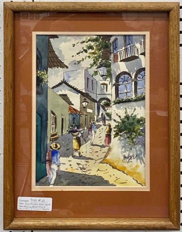 Max Vidal * Beautiful * Vibrant *Framed Mid Century Original Fine Art Watercolor