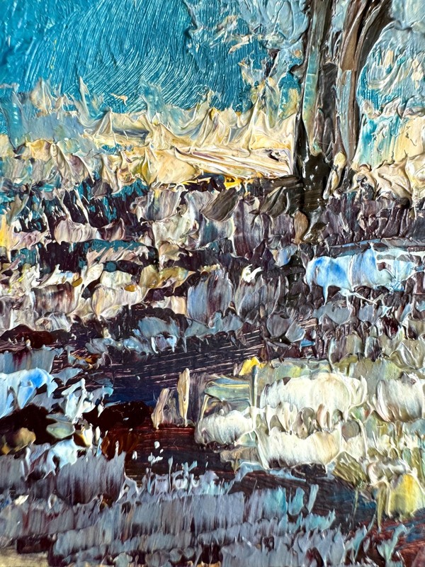 Impressionist Winter Landscape Oil Canvas Painting 16x13 inch Modern Impasto Art gallery