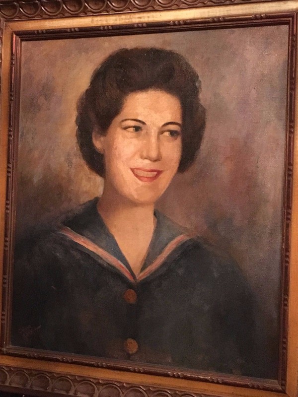 Unusual mid-century oil painting portrait woman by Celaya Winkler Calif b. 1902