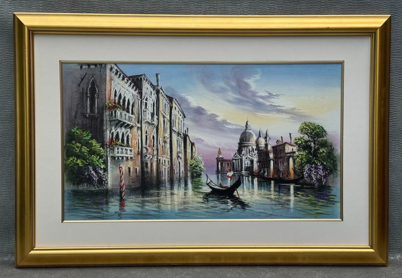 PAT EACHMAN ZACHMAN SIGNED ILLEGIBLE ORIGINAL PAINTING VENICE ITALY GONDOLA ART