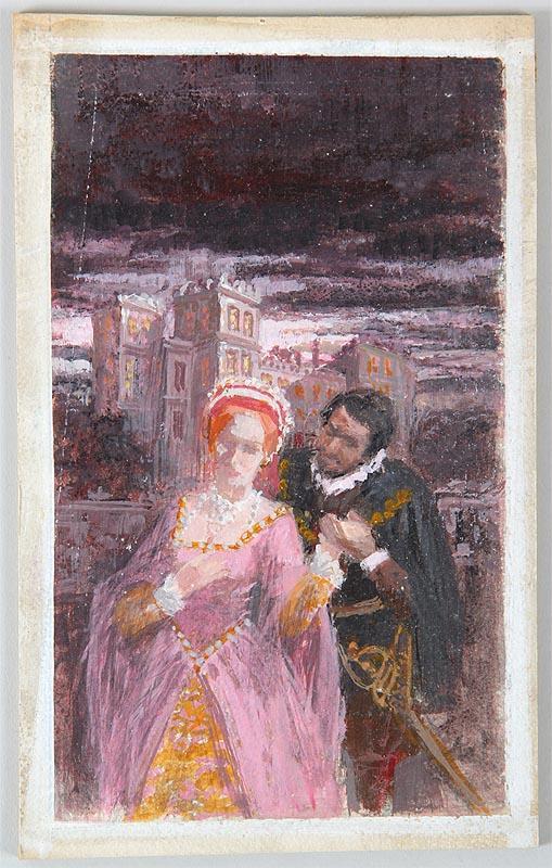 Darrell Greene Illustrator «Portrait of Woman in Medieval Costume Being Courted»