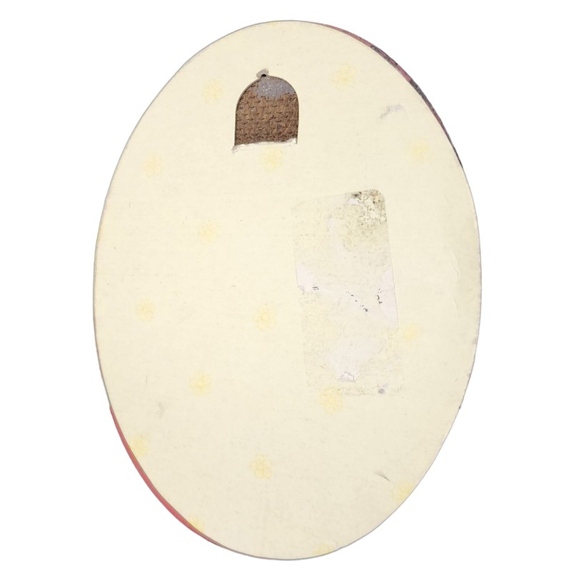 Rustic Barn Snow Landscape Oil Painting On Wood Miniature Oval Primitive Art gallery