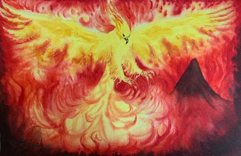 Original watercolor painting Phoenix Rising Made to Order fantasy wall art decor