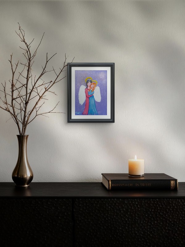 Two Angels Original Painting Angel Wings Gift Art For Her Handmade Wall Art OOAK gallery