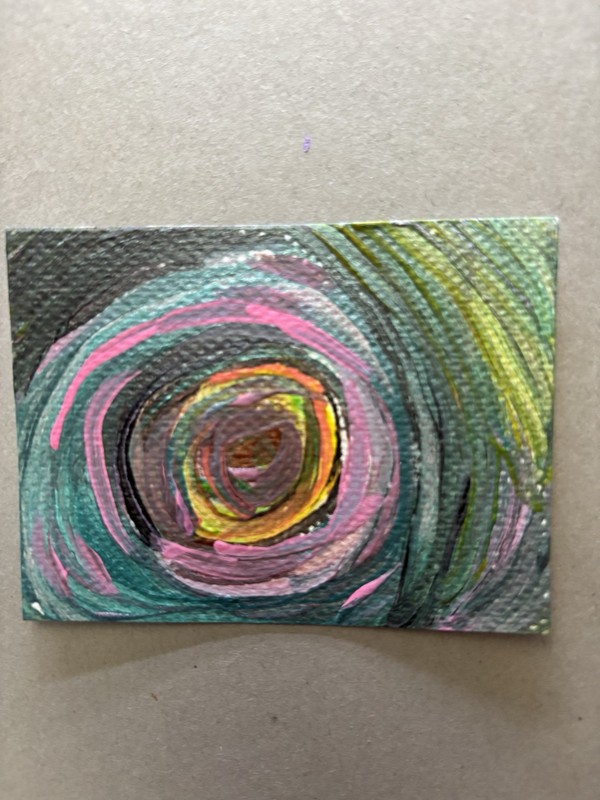 ACEO “Acrylic Spin III” OOAK acrylic Hand painted Art By De’Ericka