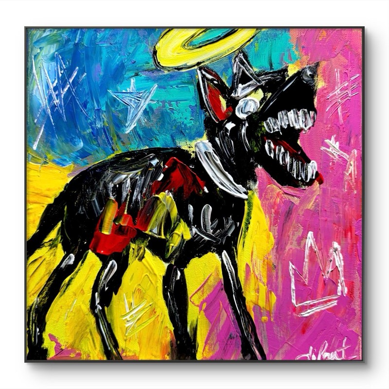 Dipant Art Dog 10×10 Canvas Original Artwork Neo Expressionism Fine Art Decor