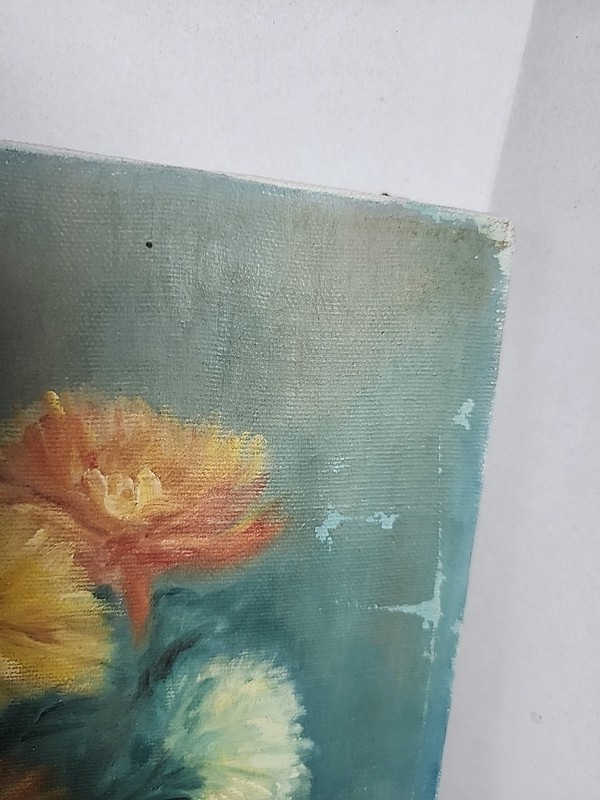 J Carson Artist Signed Still Life Floral Ceramic Jug Canvas Oil Painting 20x16 gallery