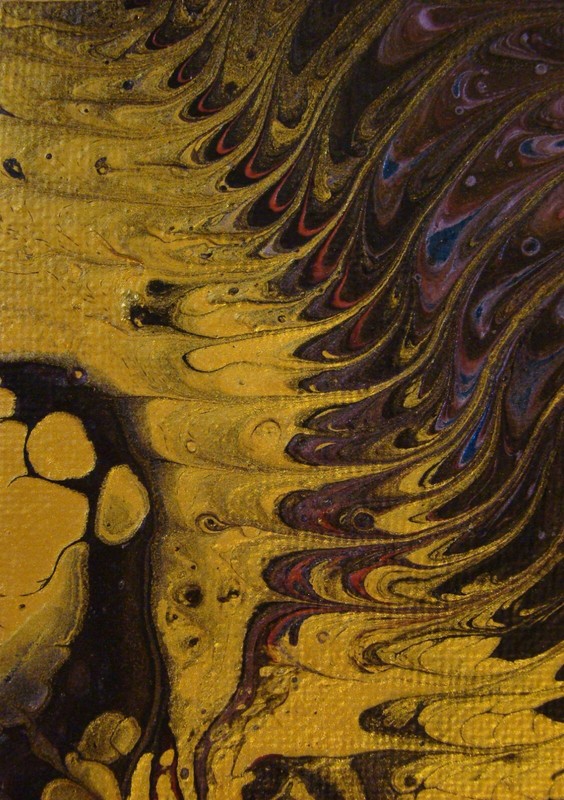 Acrylic Abstract Flow ACEO ATC 2.5 x 3.5 in CLIMBING THE STAIRWAY TO HEAVEN