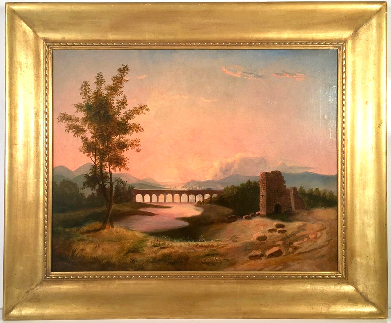 Listed Artist William H. Titcomb (1824-1888) Luminist Landscape Oil On Canvas