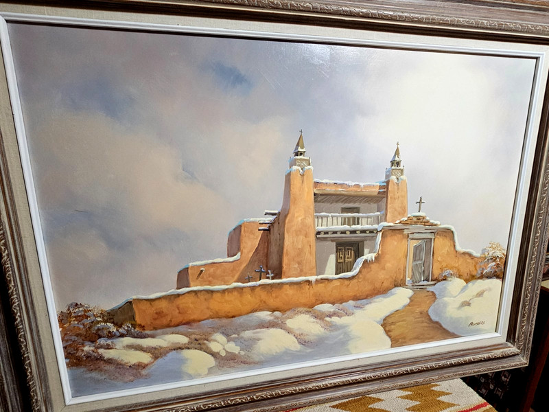 🔥 FANTASTIC O/B PAINTING SAN JOSE de GRACIA CHURCH TRAMPAS NM by WALT PRYTHERO