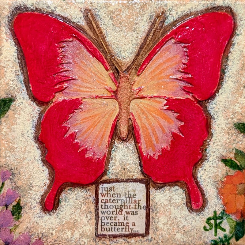 Susan Tolle-Knight Butterfly 6×6 Canvas Original Mixed Media Painting