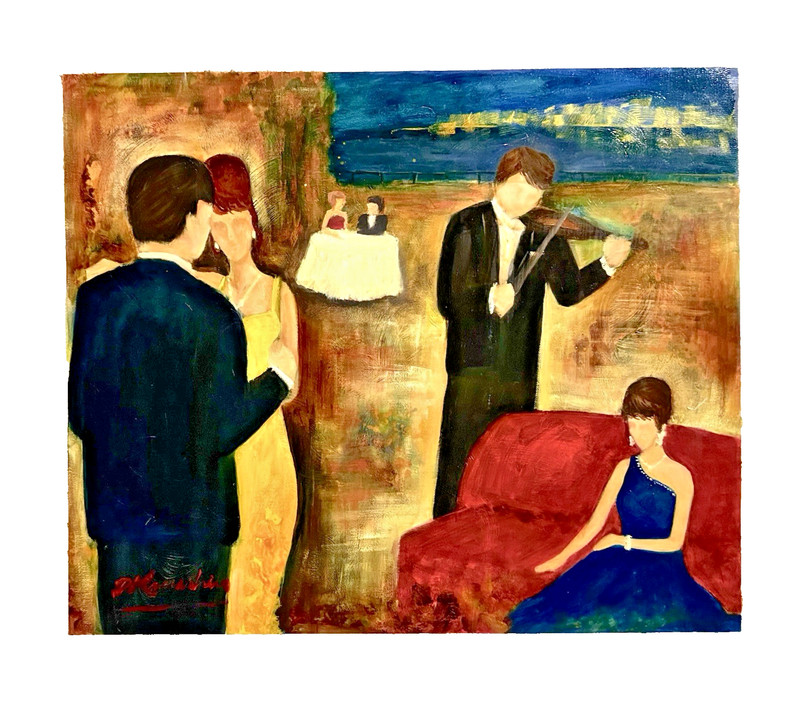 Enchanting Evening Soirée Original Oil Painting on Canvas Signed Image 20” X 24” gallery