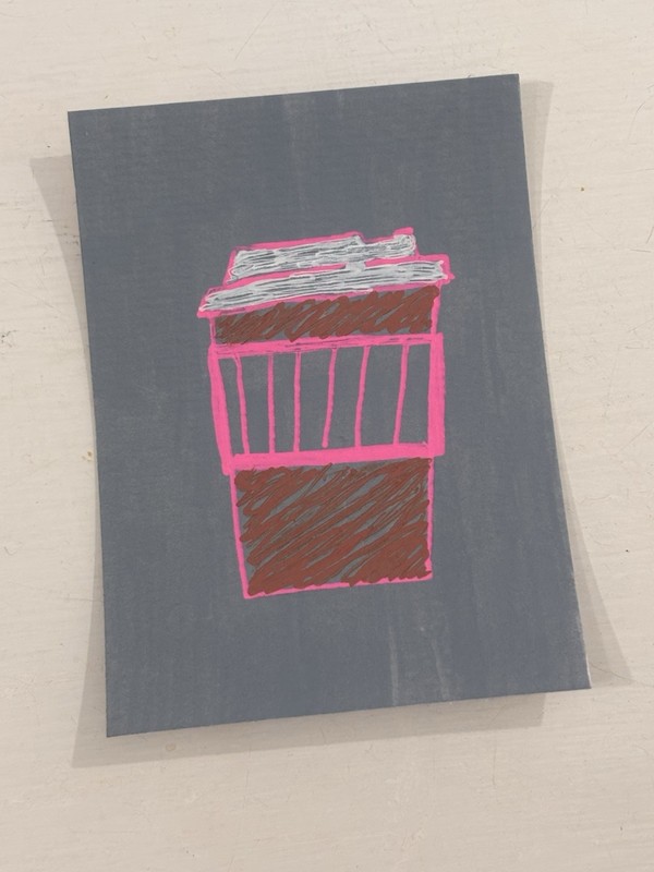 ACEO Watercolor Paper Acrylic Painting Original Mini Art ATC Title Coffee Girl