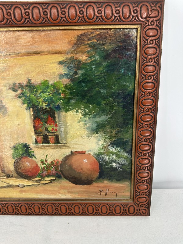 26" x 22" Oil on Board Framed Oil Painting Terracotta Pots Landscape gallery