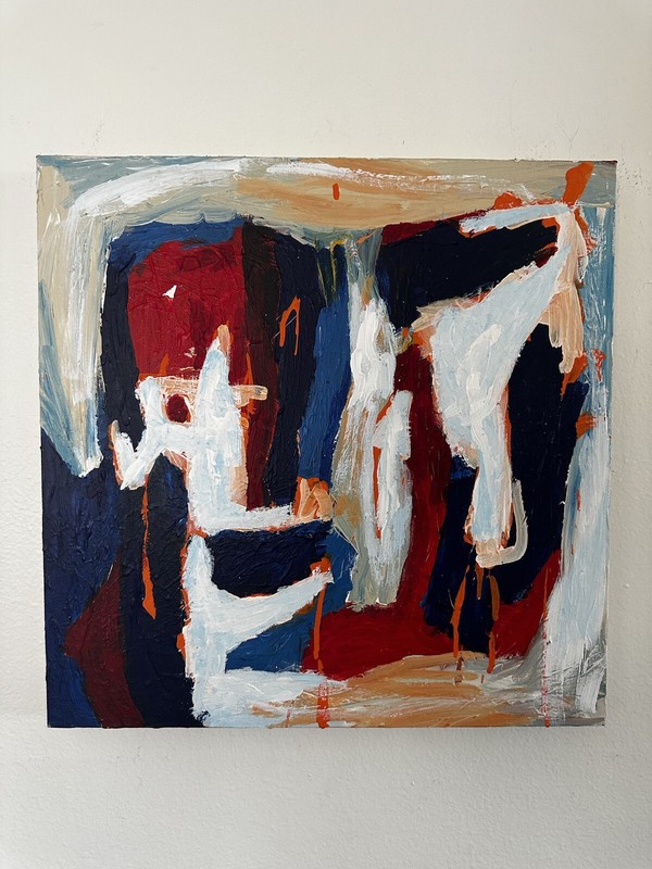 20×20 inch «Johnny Davis Abstract Acrylic on Canvas Painting – Original Artwork»