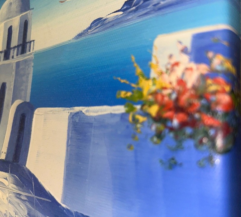 Modern Contemporary Greek Landscape Flowers Canvas 8”T 10”W Unsigned #2of3 gallery