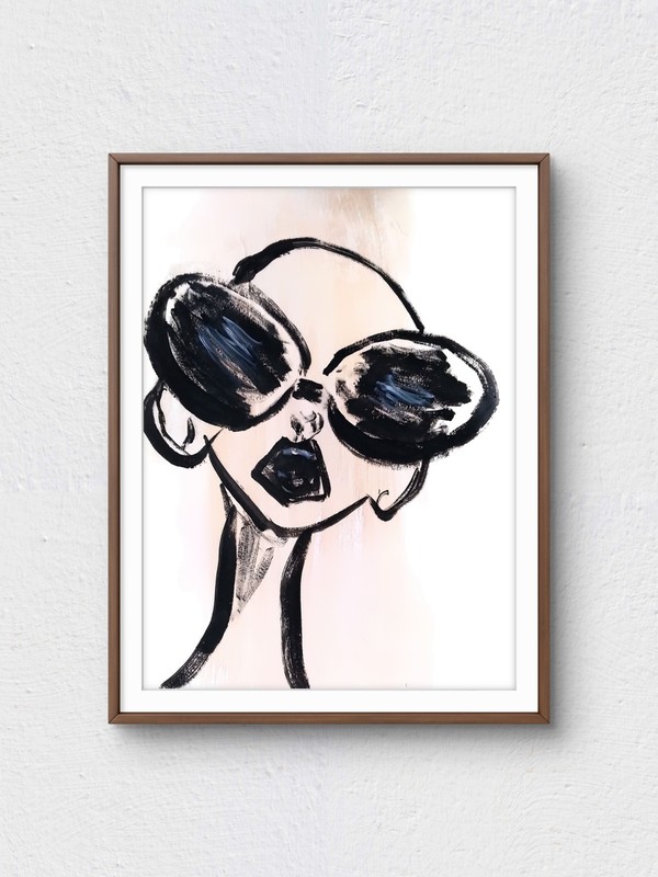 Original Hand Painted 9×12 Woman Sunglasses Acrylic Signed Contemporary Art