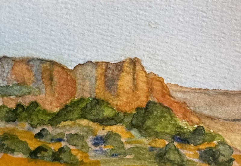ACEO Original Watercolor Of New Mexico Desert Mesa by Mary Barton @ KBug.Art