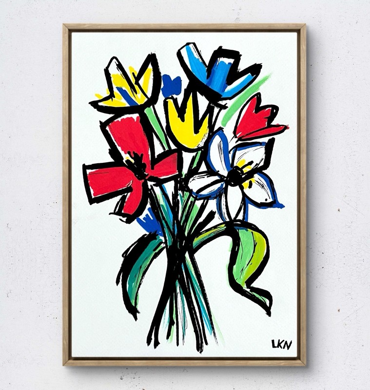 Laeknapes 7X10 Abstract Floral Arrangement Original Acrylic Farmhouse Decor
