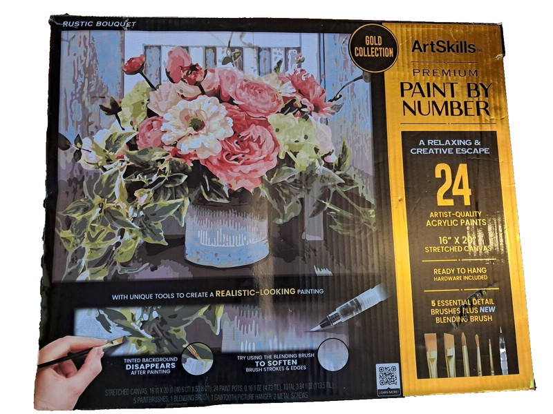 «PEONIES» 16X 20 Paint by Number Stretched Canvas Pre-Framed