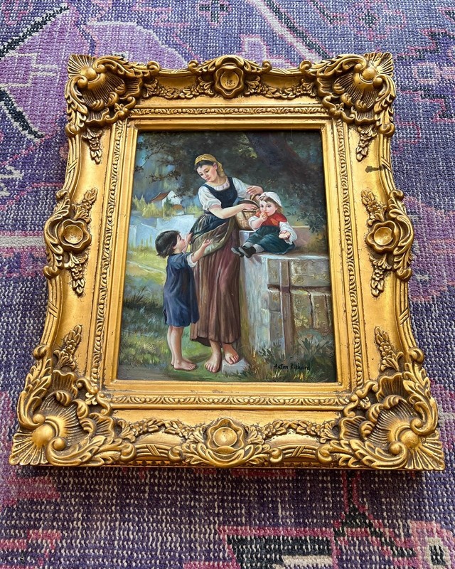 Framed oil painting of Mother And Children gallery