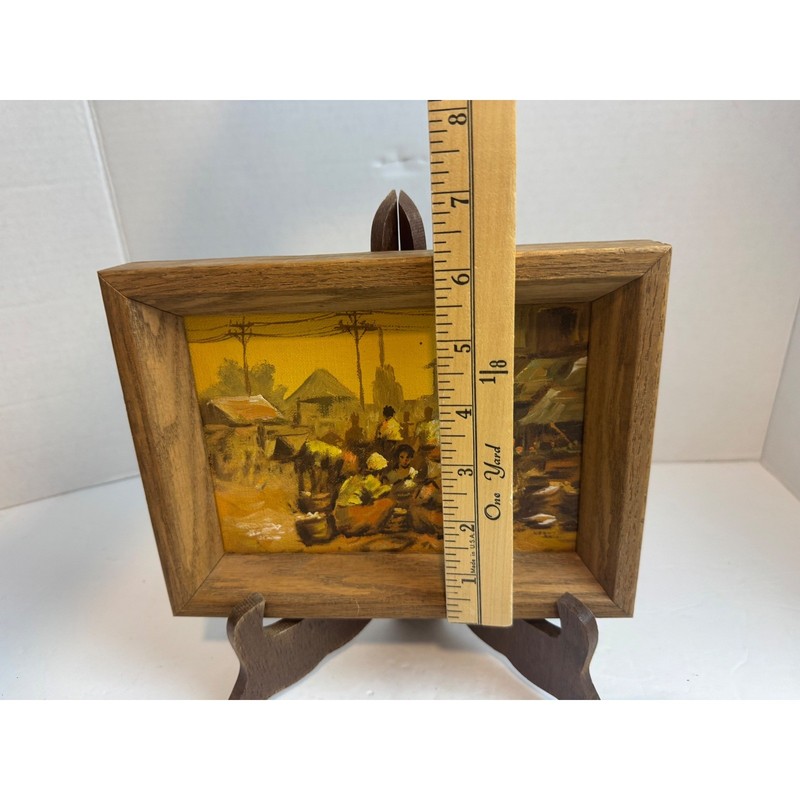Vintage Mid Century Philippine Market Scene Oil Painting Mabini Style Framed MCM gallery