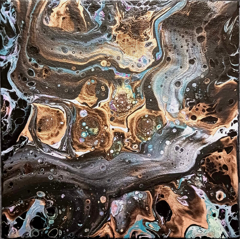 ABSTRACT GEODE PAINTING ON CANVAS PANEL