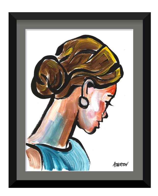 9×12 Original Abstract Woman Portrait Painting on Paper Modern Figurative by Jim