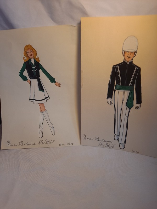 Vintage Marching Band Signed James Buchanan Sr H.L Paintings Original 9×11