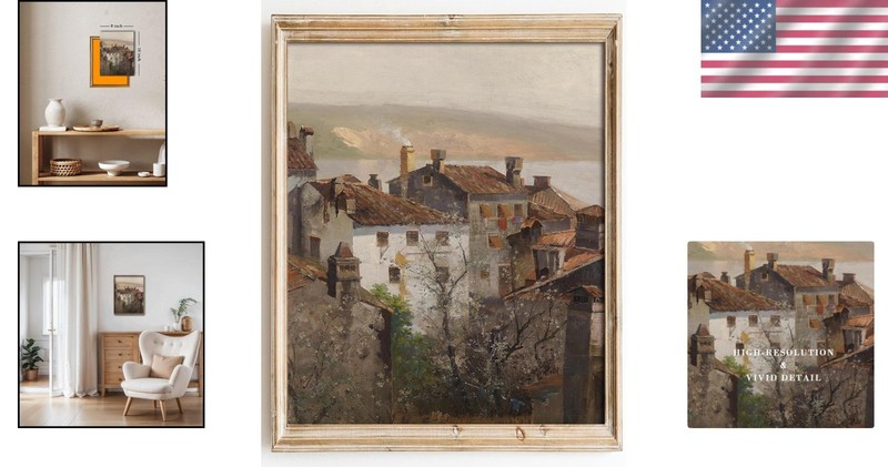 Retro Rustic European Cityscape Canvas Art - Perfect 8"x10" Gift for Art Lovers gallery