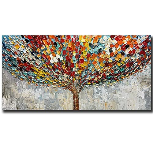 Art,24x48 Inch Modern Abstract Tree Art Hand-Painted Oil Paintings Acrylic gallery