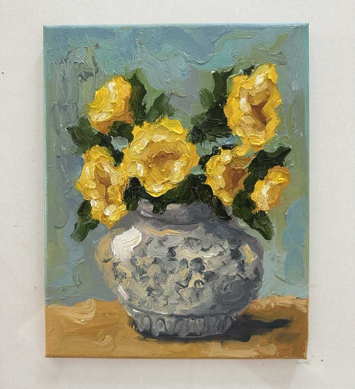 Yellow Flowers Original Impressionist Oil Impasto Painting Wall Decor gallery
