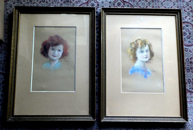 2 CHARMING 1920’s PRE WAR CZECHOSLOVAKIAN PASTELS OF LITTLE GIRLS SIGNED