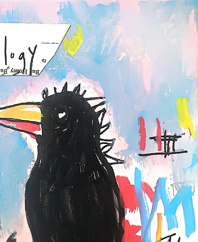 Original Neo Expressionist Acrylic 11x14 Canvas Crows Wall Art, Holly Hammond gallery