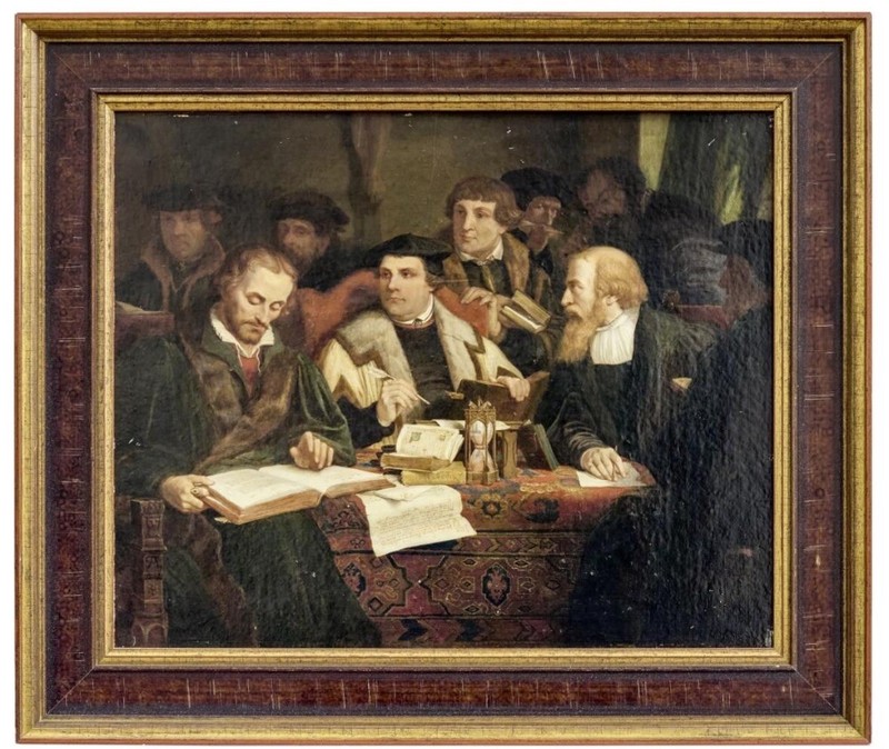 1521 Luther Bible NEW TESTAMENT Pierre-Antoine Labouchere ORIGINAL OIL 1853