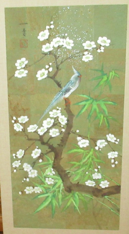 TSE YET CHING LARGE ORIGINAL WATERCOLOR FLORAL BIRD PAINTING WITH C.O.A #2