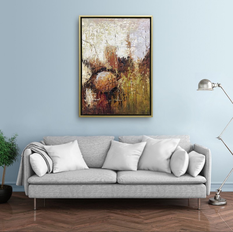 Hungryartist - red&brown theme abstrat original oil painting on canvas 24x36 gallery