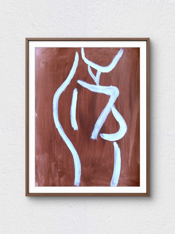 Original Hand Painted 9×12 Abstract Woman Signed Acrylic Art Earth Tones Paper