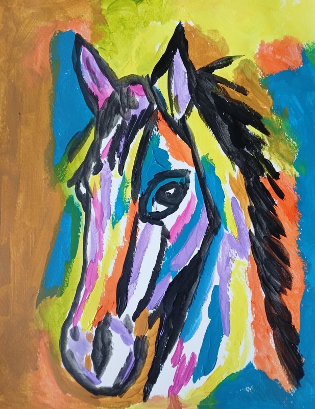 Abstract/Expressionism 11x14 Colorful Horse One of a Kind Street Art Painting gallery