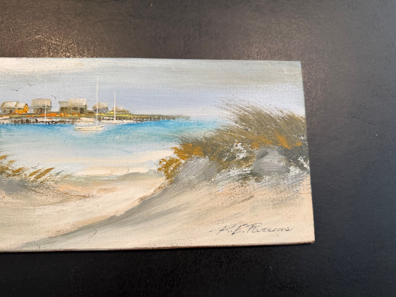 Vtg Raymond Parsons Signed Cape Cod Artist Oil on Board Painting Seascape 1 of 2 gallery