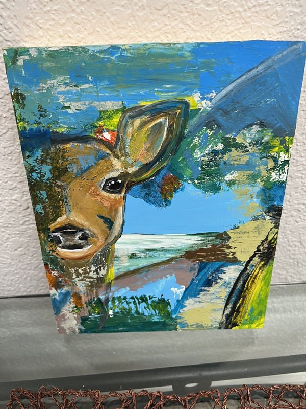 DEER Original Modern Abstract Acrylic on Canvas – Deer- Paint nature