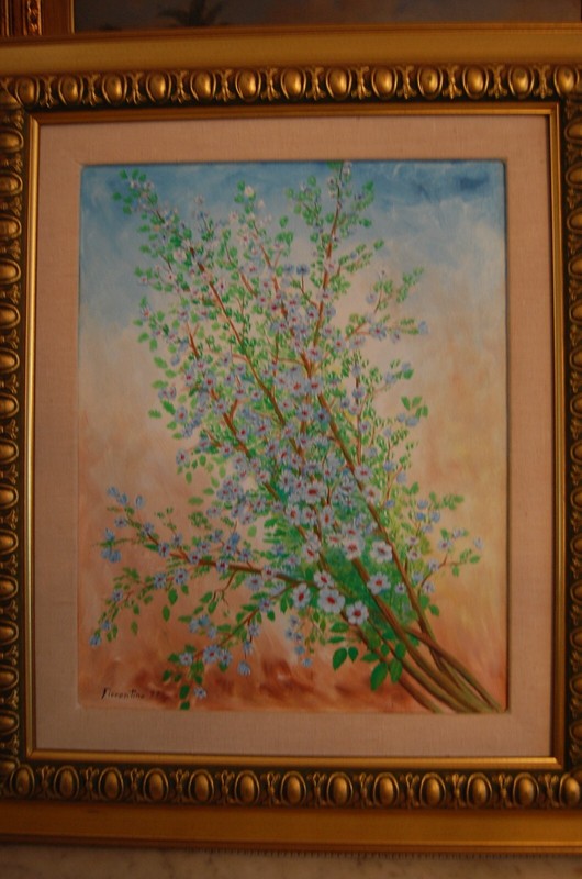VTG ORIGINAL FRAMED SIGNED OIL CHERRY BLOSSOM BLOOM FLOWERS ARTIST: FIORENTINO gallery
