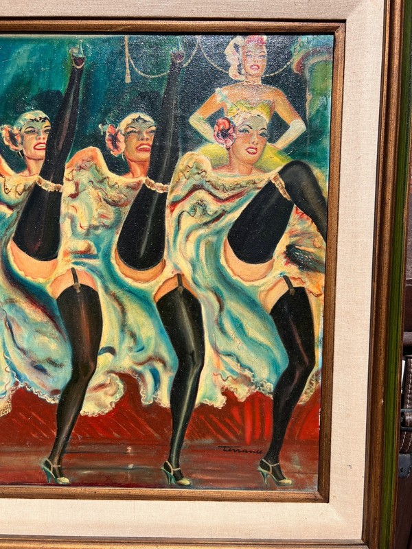 Vintage Showgirl Follies Oil Painting Signed “Terrance” Cabaret Chorus Line 30” gallery