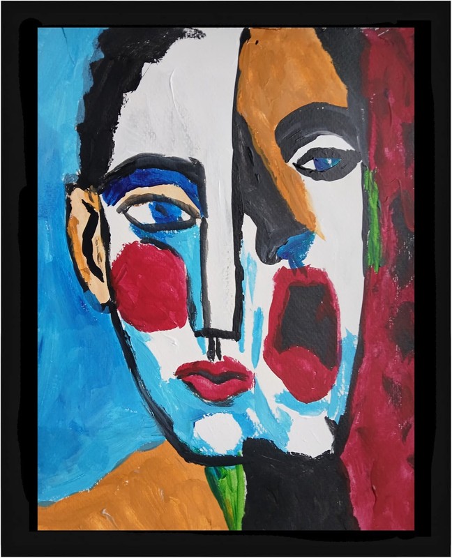 Abstract/Expressionism 11×14 Cubic Scream Face Signed Modern Street Art Painting
