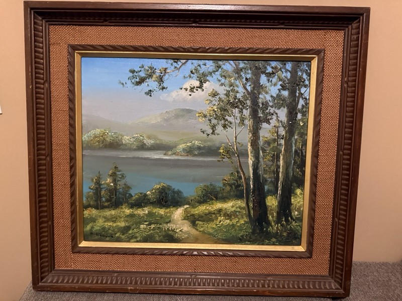 Mid Century Japanese Impressionist Nature Scene Oil Painting by M. Kinoshita VTG