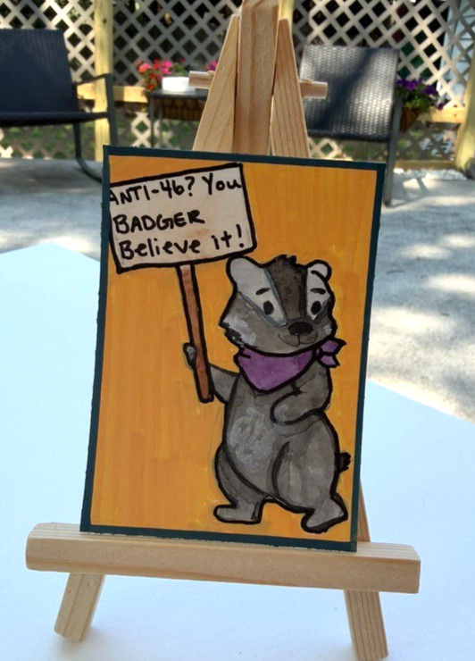Original ACEO PaletteandPage Mixed Media Donkey Puns Protest Political Series gallery