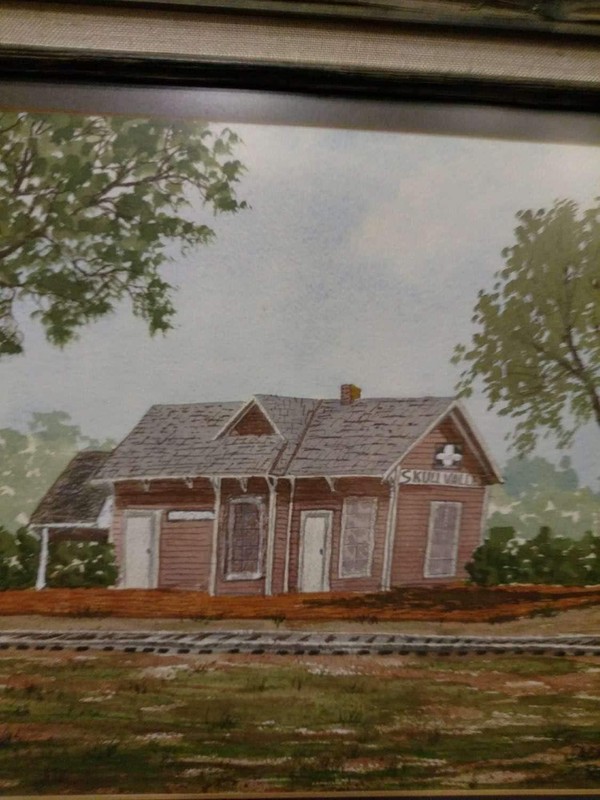 Skull Valley Arizona Railroad Train Depot Watercolor by Jack Riley 1984 gallery