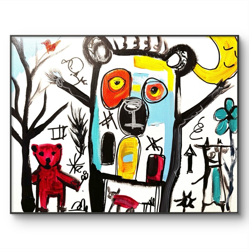 SAMATOWIC Forest Bears 11×14 Abstract Neo Expressionism Signed Original Art 330