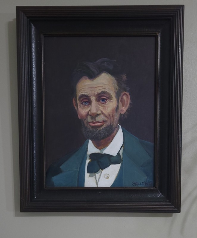 Framed Art Oil Painting Portrait 12x16 President Lincoln Realiism Sallows gallery